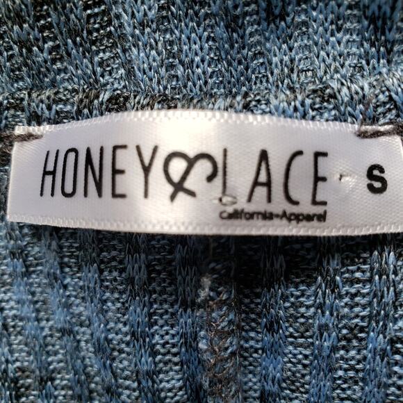 NWT Honey & Lace Tahoe Striped Blue Black A Line Knit Duster Vest Small - Picture 7 of 10